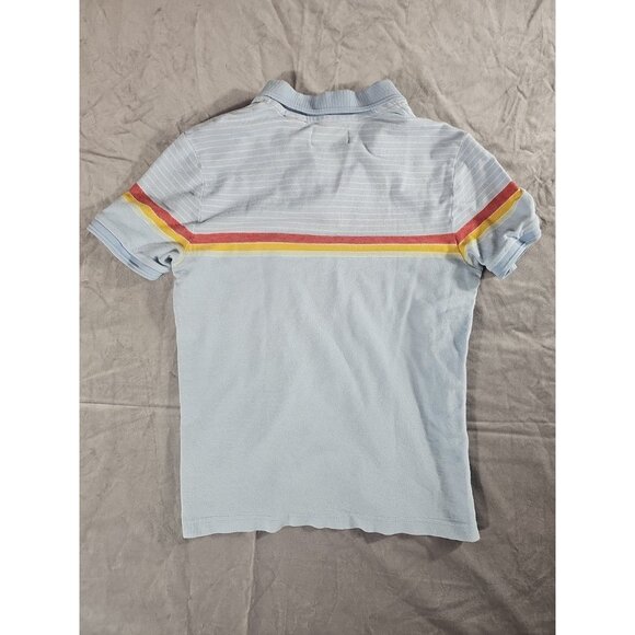 Original Penguin Mens Polo Shirt Size S Chest Stripe Light Blue Logo Cotton(HL81 - Picture 3 of 3